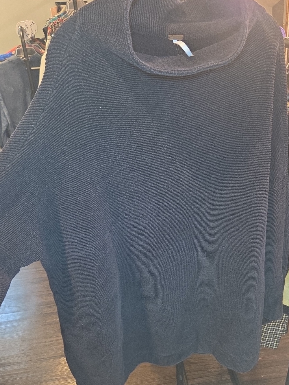 Free People Black Cowl Neck Knit Sweater